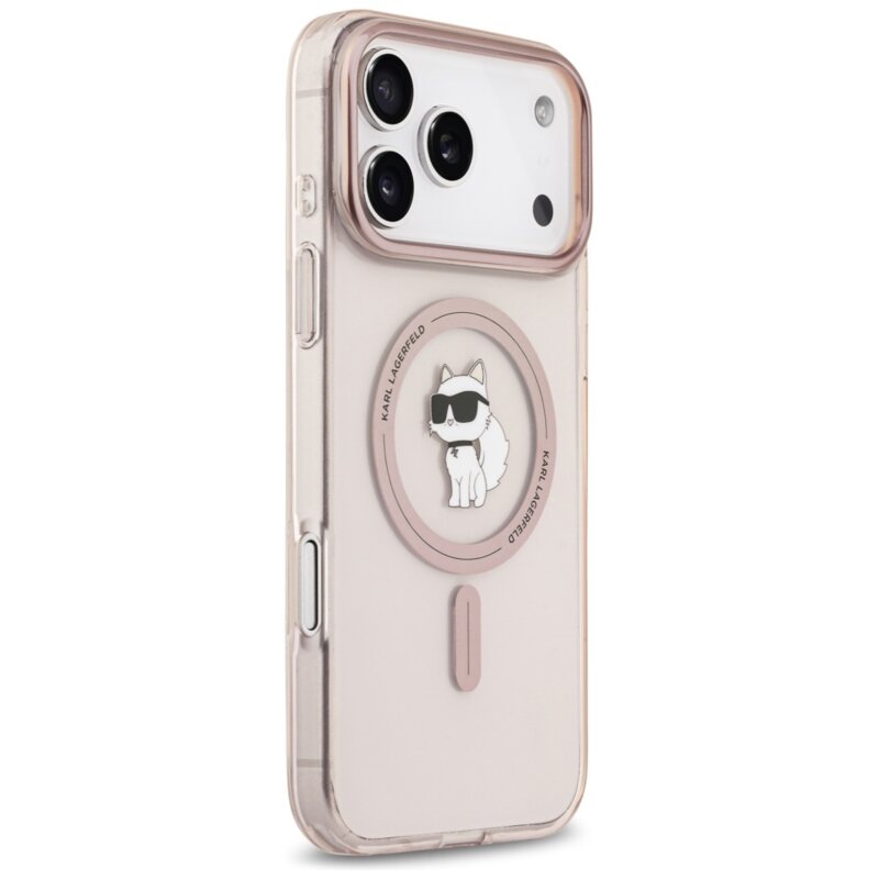 Husa iPhone 17 Pro Max Karl Lagerfeld IML Choupette MagSafe, roz, KLHMP17XHFCCNOP