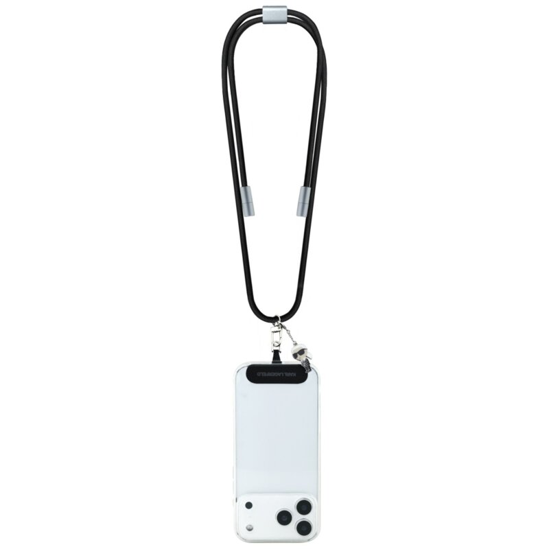Cablu de date Type-C Karl Lagerfeld Ikonik Charm, negru, KLCCUCNMSCKIK