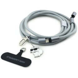 Cablu de date Type-C Karl Lagerfeld Choupette Charm, gri, KLCCUCNMSCKIG
