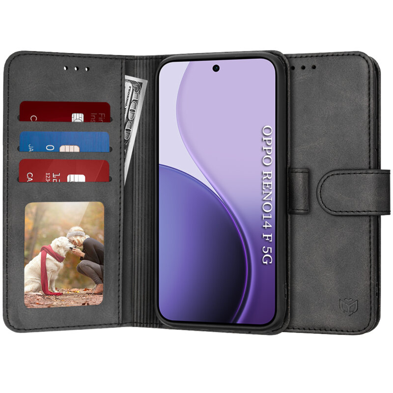 Husa 360 Oppo Reno14 F Techsuit Diary Book, negru