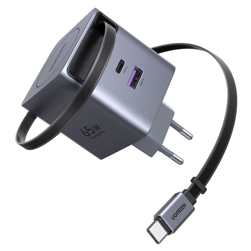 Incarcator GaN USB, 2x Type-C  Ugreen, 65W, gri, 65825