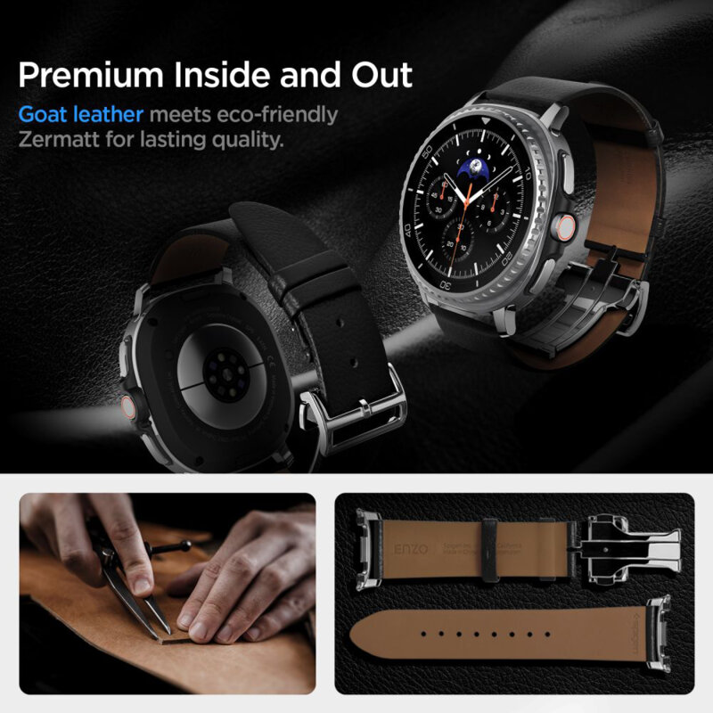 Curea Samsung Galaxy Watch8 44mm piele Spigen Enzo, negru