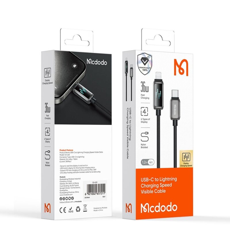 Cablu incarcare iPhone 36W, Mcdodo, 1.2m, CA-2630