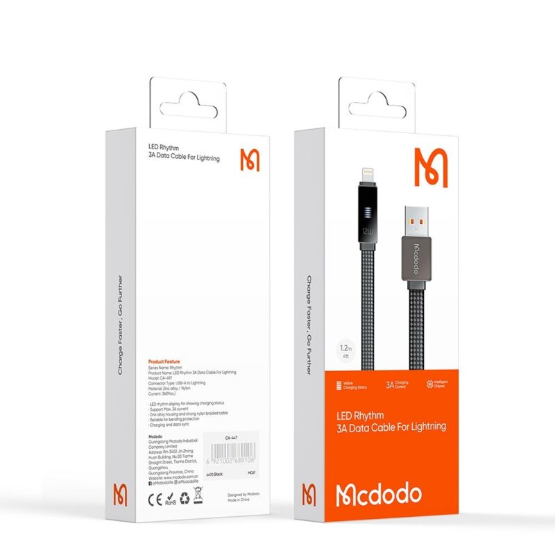 Cablu USB-A la Lightning 3A, Mcdodo Rythm Series, 1.2m, CA-4970