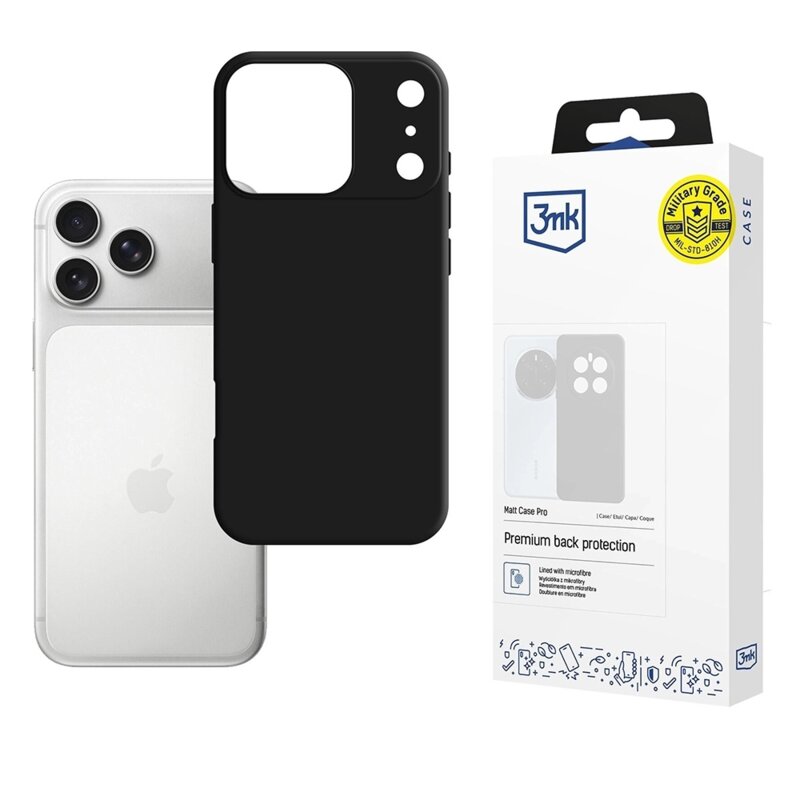 Husa iPhone 17 Pro Max premium 3mk Matt Case Pro, Black