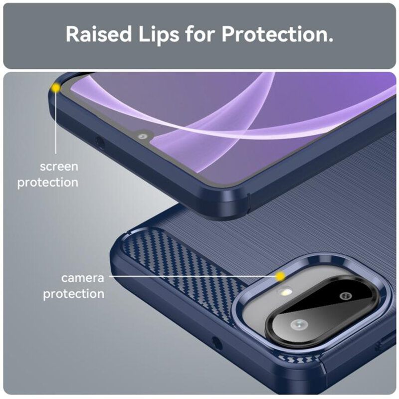 Husa Samsung Galaxy A07 4G Techsuit Carbon Silicone, albastru