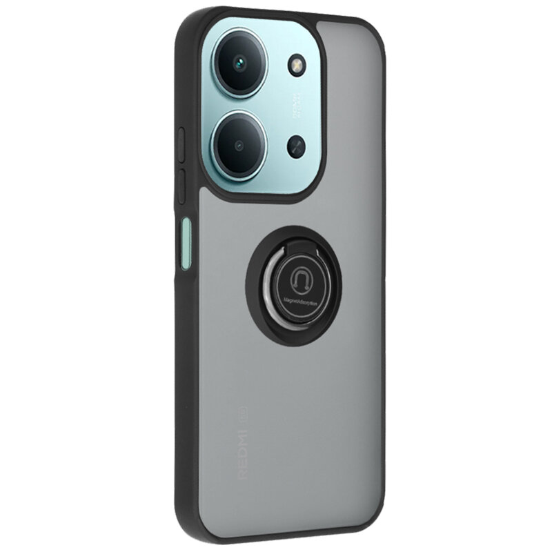 Husa Xiaomi Redmi 15C 4G Techsuit Glinth cu inel suport stand magnetic, negru