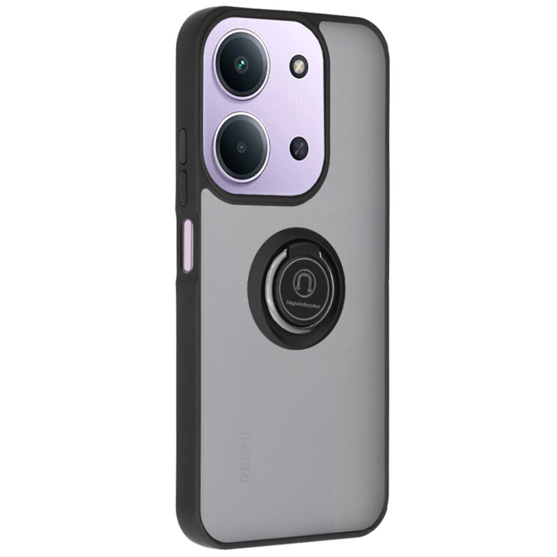 Husa Xiaomi Redmi 15C 5G Techsuit Glinth cu inel suport stand magnetic, negru