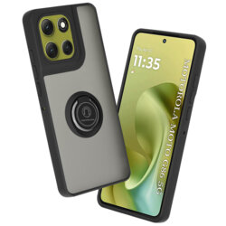 Husa Motorola Moto G86 Techsuit Glinth cu inel suport stand magnetic, negru