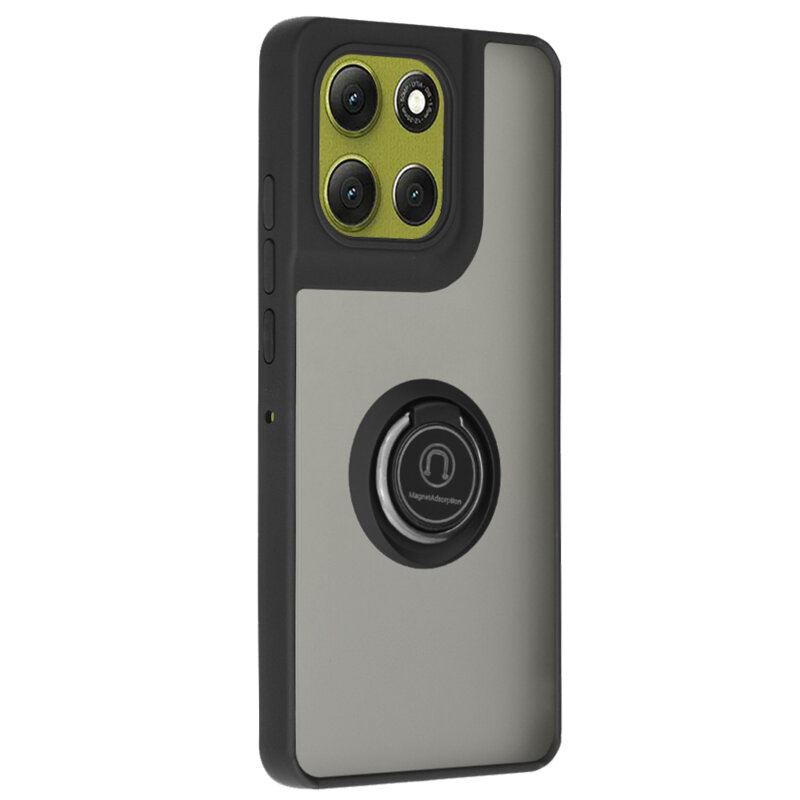 Husa Motorola Moto G86 Techsuit Glinth cu inel suport stand magnetic, negru