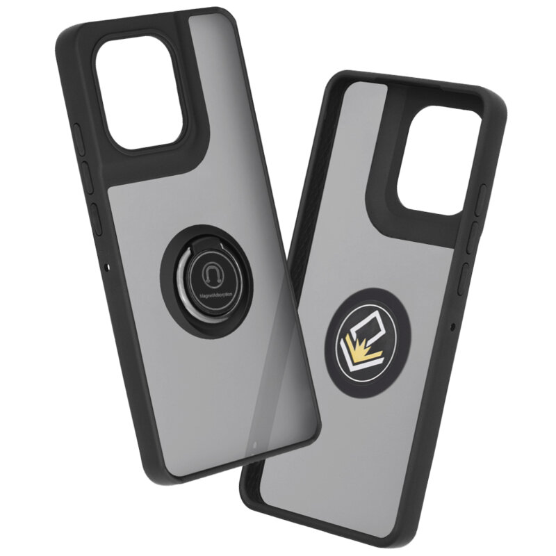Husa Motorola Moto G86 Techsuit Glinth cu inel suport stand magnetic, negru
