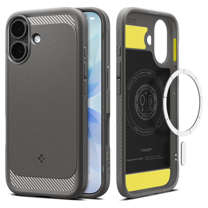 Husa iPhone 17 Spigen Rugged Armor MagSafe, gri