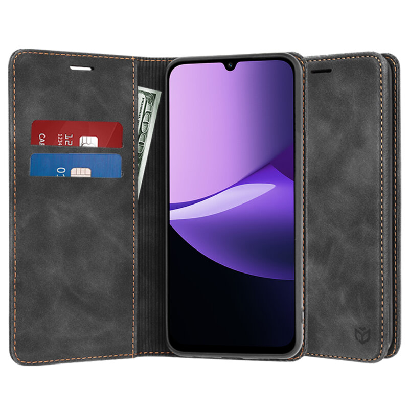 Husa piele Xiaomi Redmi 15C 5G Techsuit Confy Cover, negru