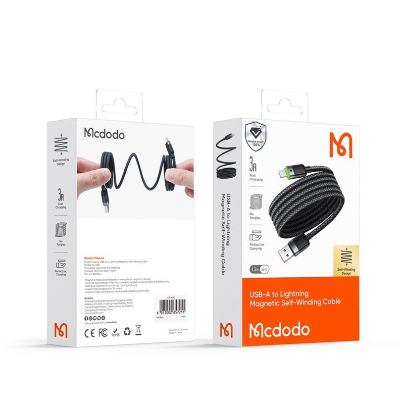 Cablu incarcare iPhone 3A, Mcdodo Self-Winding Series, 1.2m, CA-6000