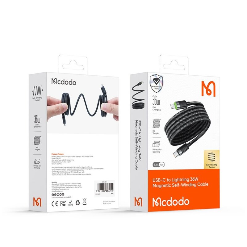 Cablu incarcare iPhone 36W, Mcdodo Self-Winding Series, 1.2m, CA-2010