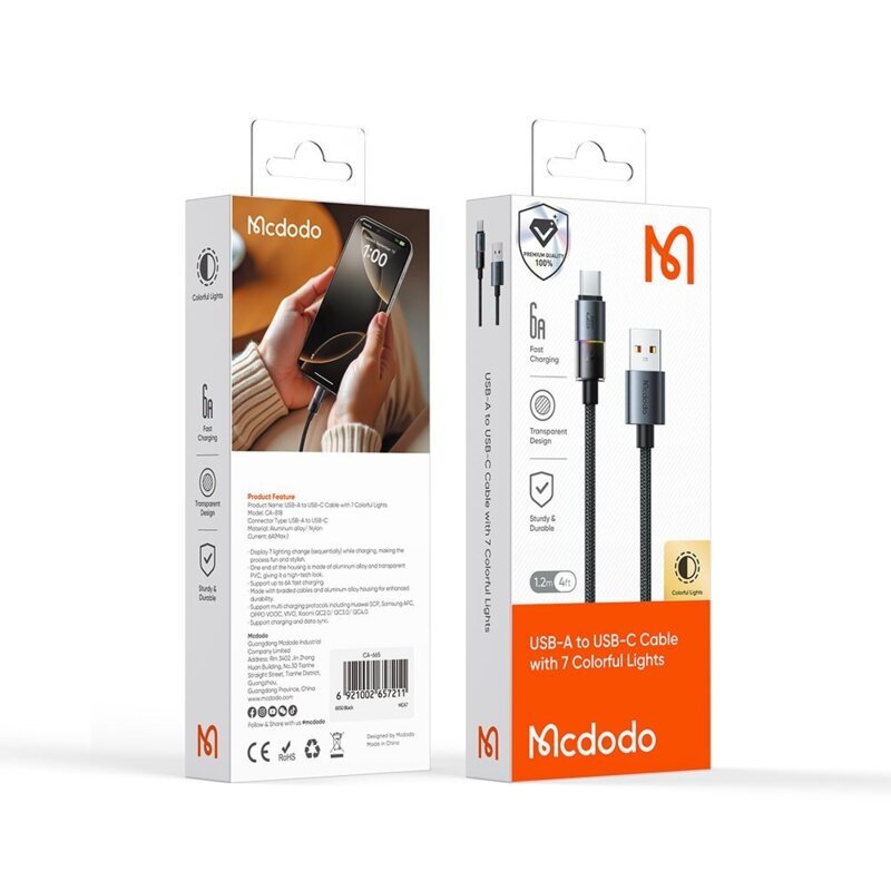 Cablu usb tip C 6A, Mcdodo, 1.2m, CA-8180