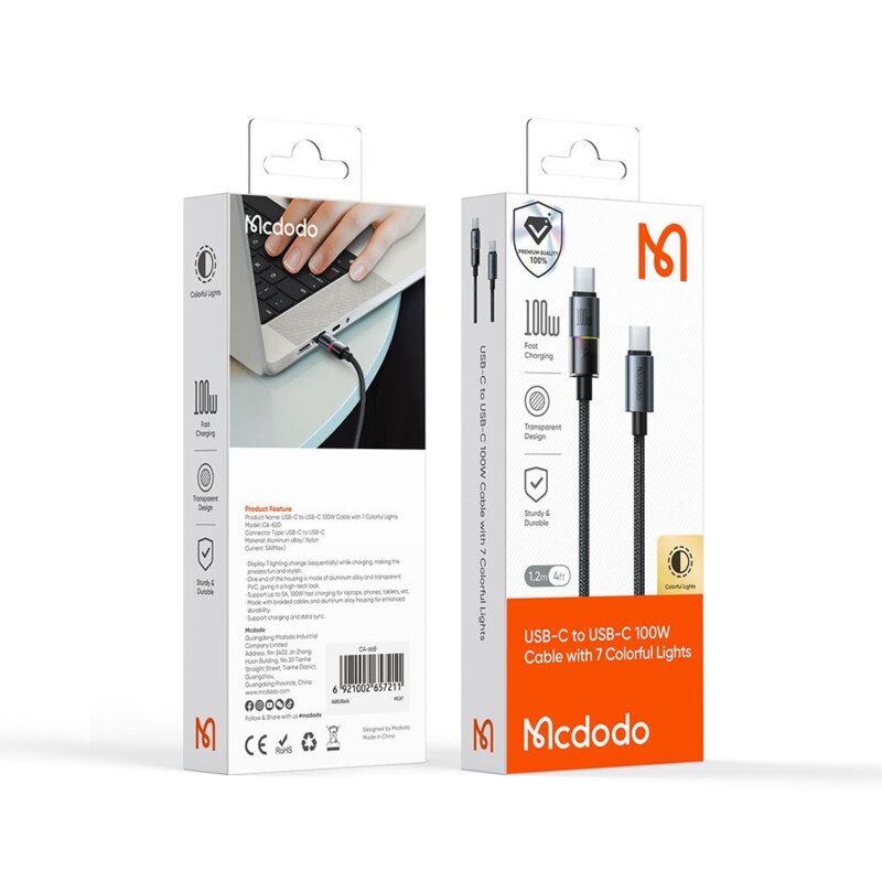 Cablu incarcare Type-C 100W, Mcdodo, 1.2m, CA-8200