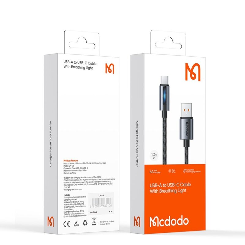 Cablu usb tip C 100W, Mcdodo, 1.2m, CA-5180