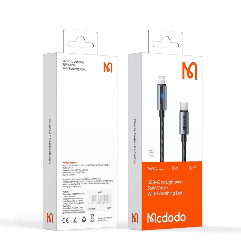 Cablu incarcare iPhone 36W, Mcdodo, 1.2m, CA-5710
