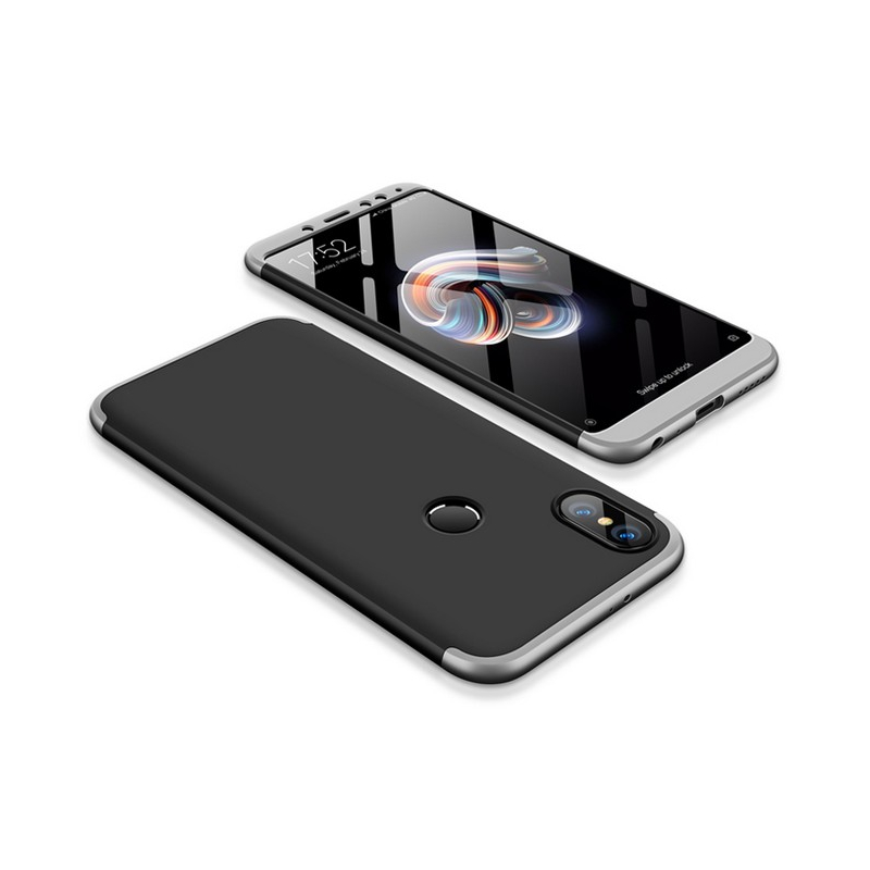 Husa Xiaomi Redmi Note 5 Pro GKK 360 Full Cover Negru-Argintiu