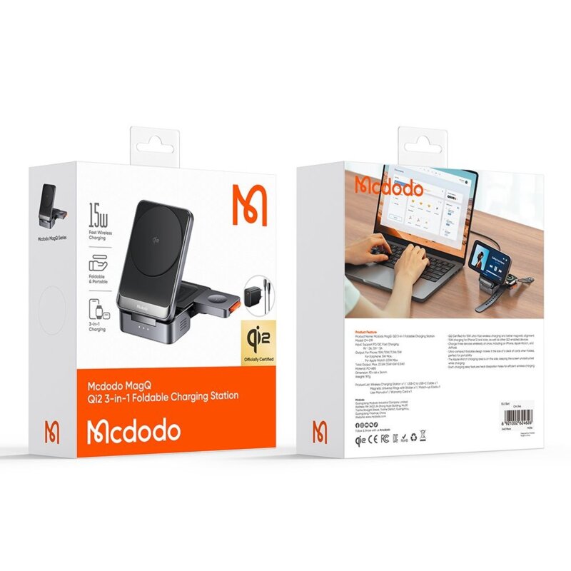 Statie incarcare wireless cu incarcator priza + cablu, Mcdodo, CH-5192