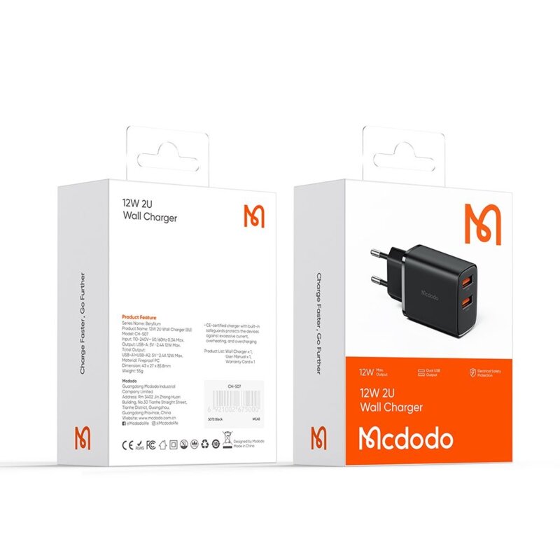 Incarcator USB, 12W, Mcdodo Beryllium Series, CH-5070