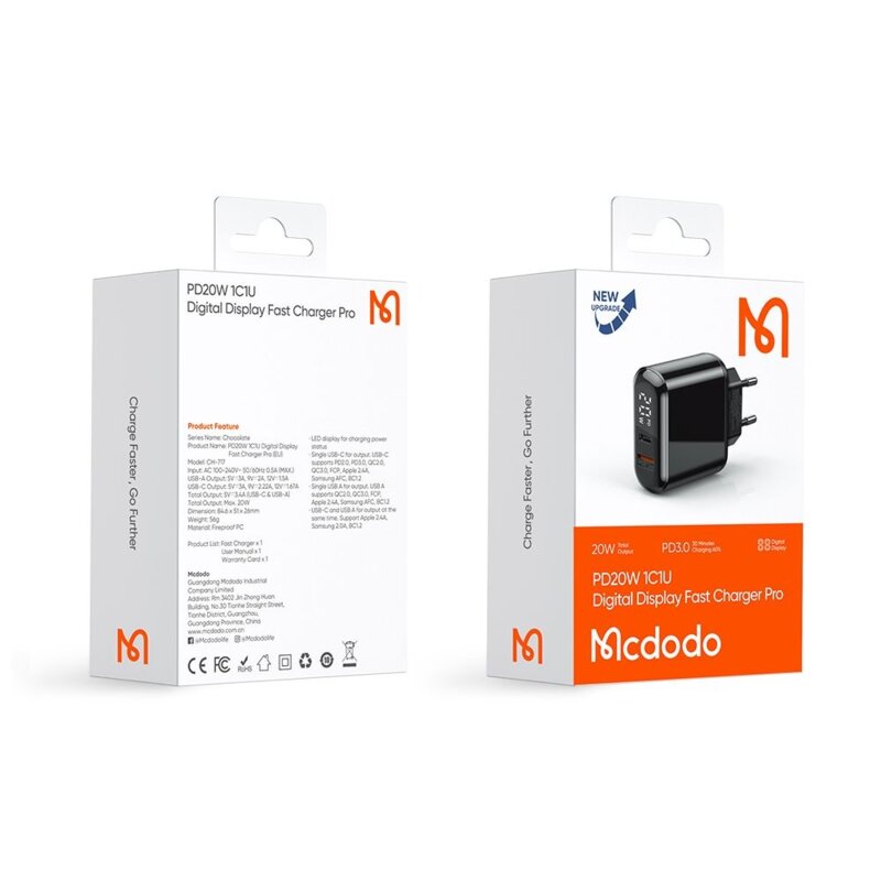 Incarcator priza 20W, USB, Mcdodo Chocolate Series, CH-7170
