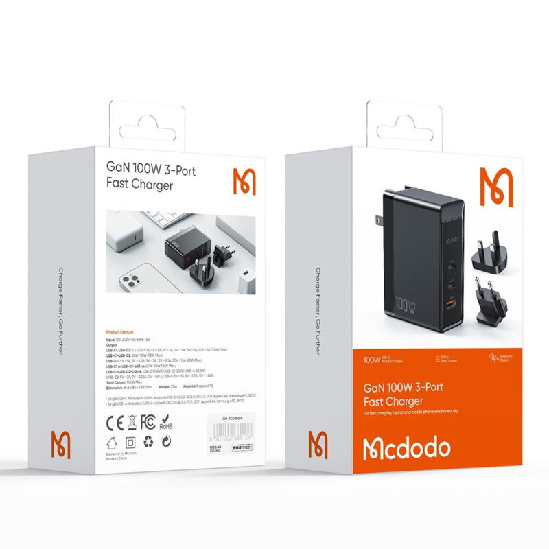 Adaptor priza EU, UK, US, Type-C, USB Mcdodo Nuclear Power Series, CH-8101 Pro