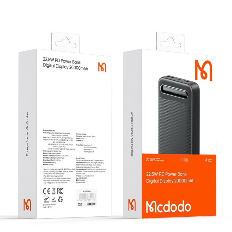 Baterie externa 20000mAh, 3 porturi, Mcdodo Star Series, MC-3891