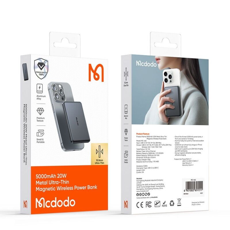 Baterie externa 5000mAh, Mcdodo Meta Series, negru, MC-4641