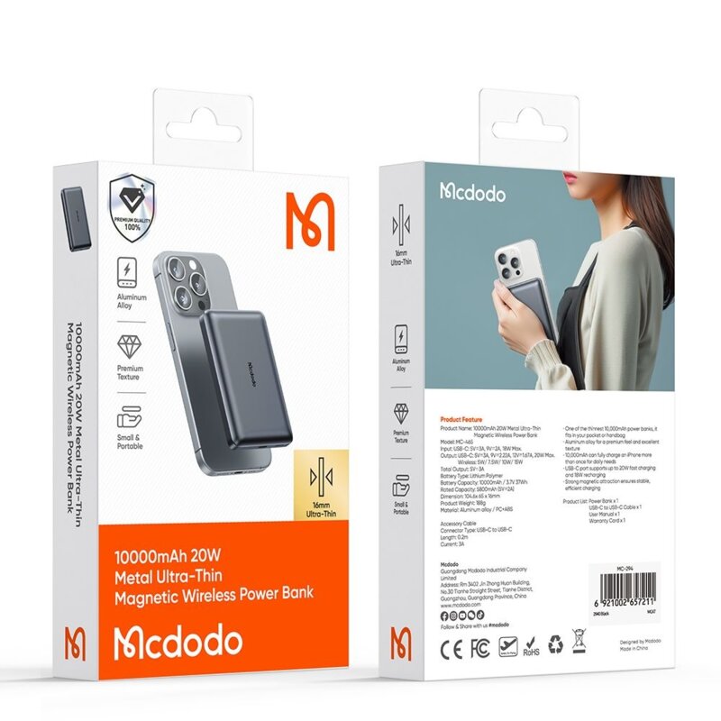 Baterie externa 10000mAh, Mcdodo Meta Series, negru, MC-4651