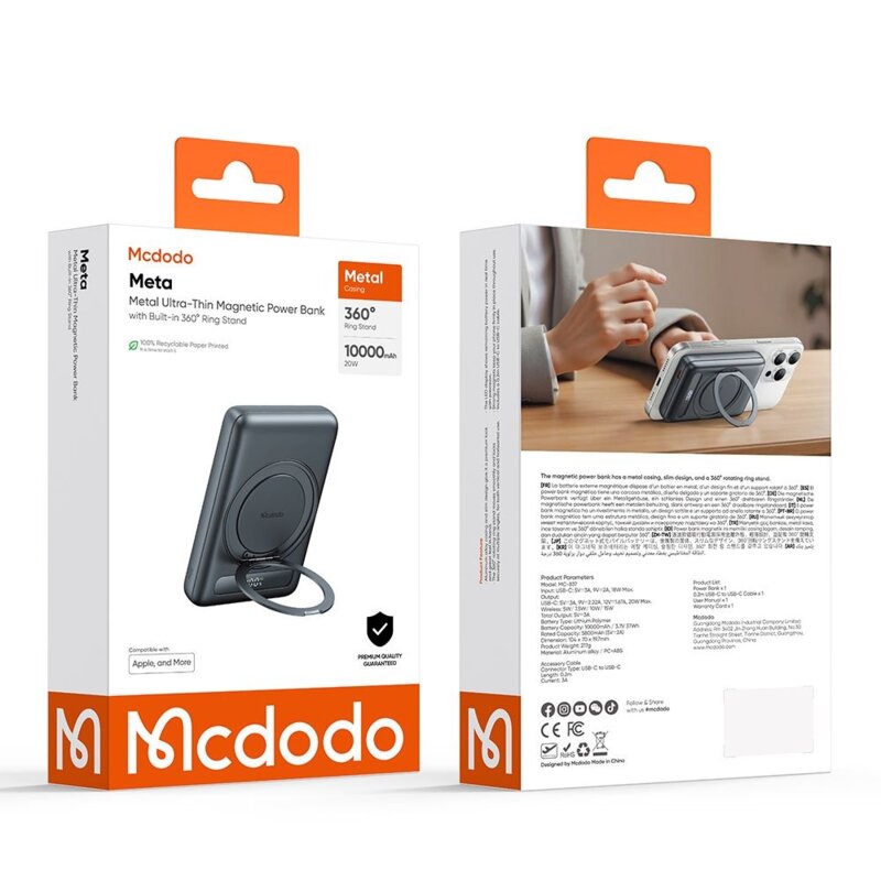 Baterie externa 10000mAh cu suport incorporat, Mcdodo Meta Series, MC-8371