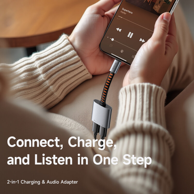 Adaptor audio Type-C cu suport Fast Charge Mcdodo, 60W, 0.1m, CA-3370