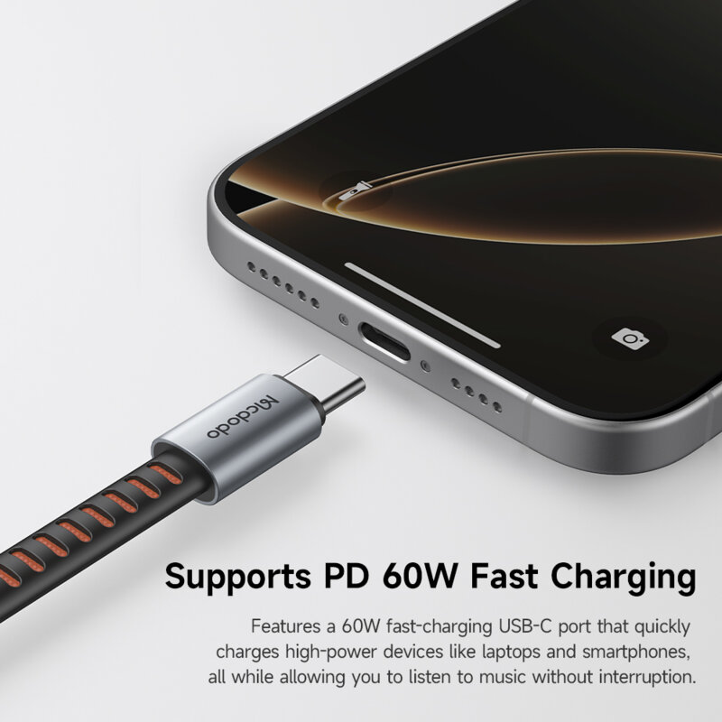Adaptor audio Type-C cu suport Fast Charge Mcdodo, 60W, 0.1m, CA-3370