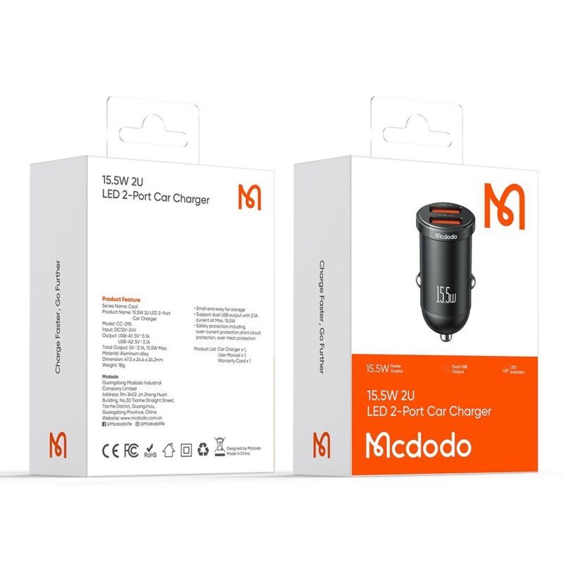 Incarcator auto compact 15.5W, Mcdodo Cool Series, CC-2950