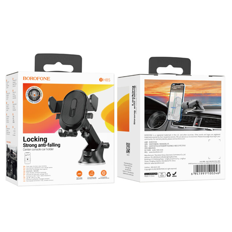 Suport auto pentru telefon bord/parbriz Borofone Experience BH85, negru