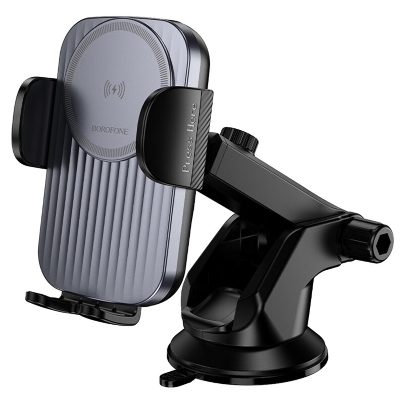 Suport auto cu incarcare wireless 15W, Borofone Leading, negru, BH222