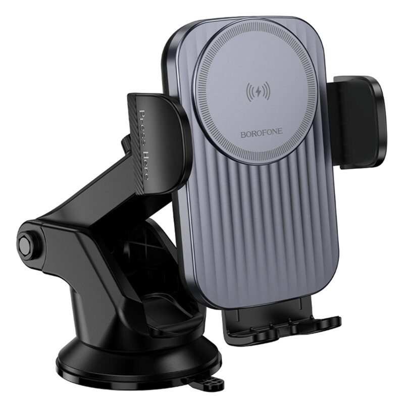 Suport auto cu incarcare wireless 15W, Borofone Leading, negru, BH222