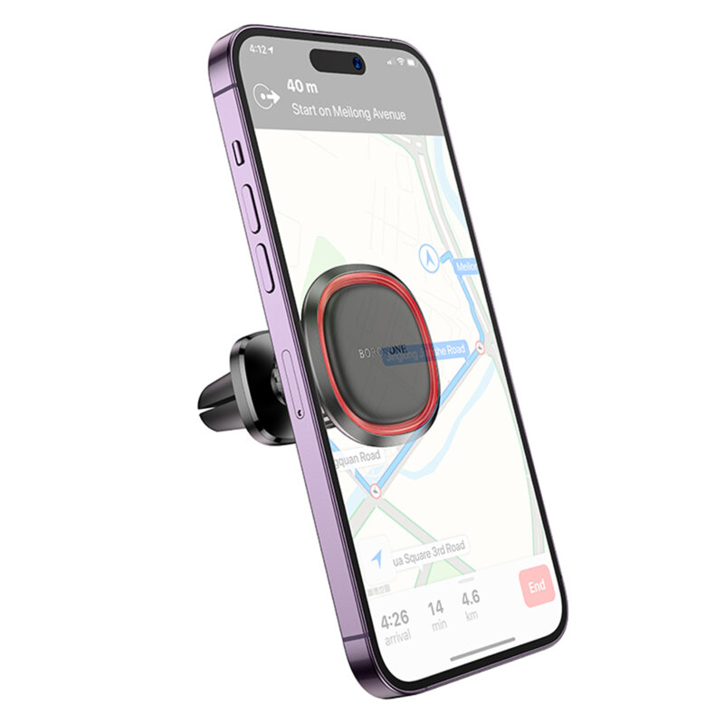 Suport telefon magnetic pentru grila ventilatie Borofone Roman BH124, negru