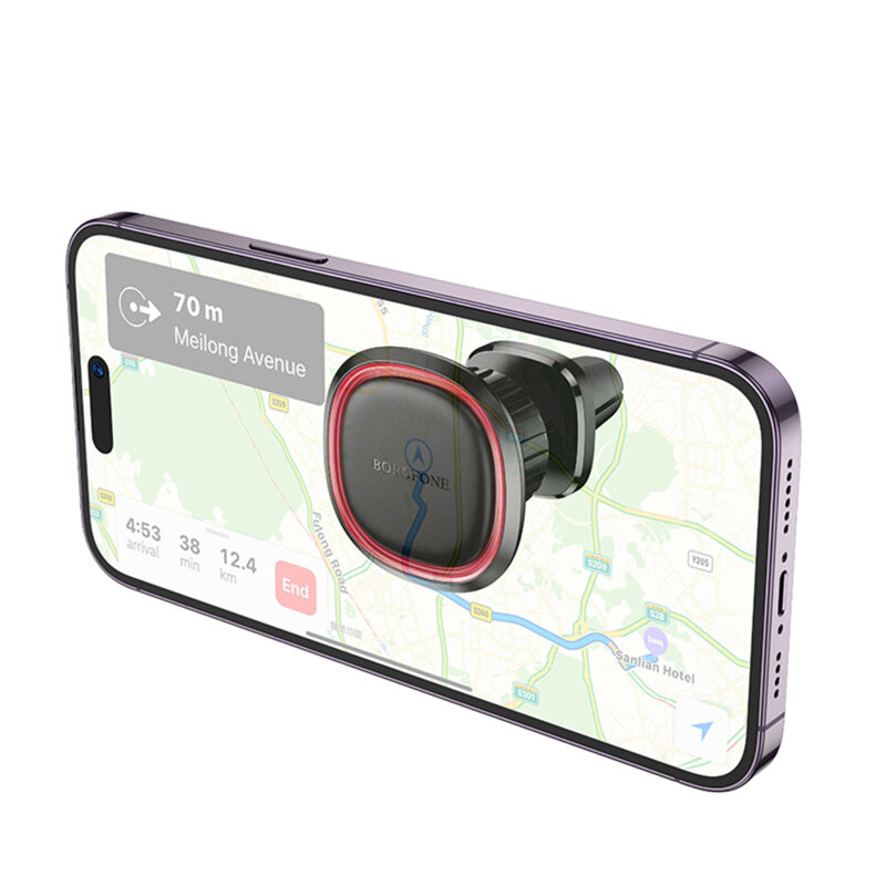 Suport telefon magnetic pentru grila ventilatie Borofone Roman BH124, negru