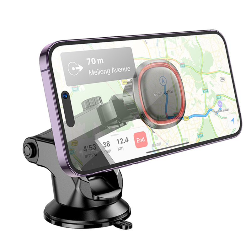 Suport telefon magnetic pentru bord/parbriz Borofone Roman BH125, negru