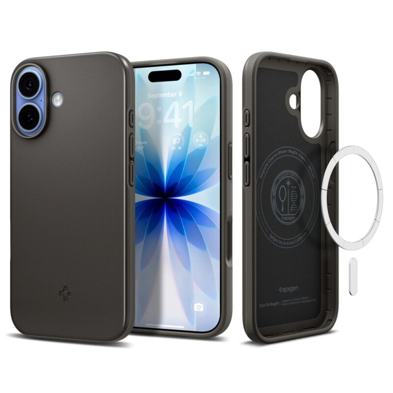 Husa iPhone 17 Spigen Thin Fit MagSafe, cenusiu