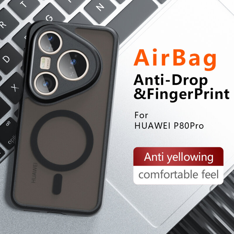 Husa Huawei Pura 80 Pro Techsuit PureFrost MagSafe, negru frost