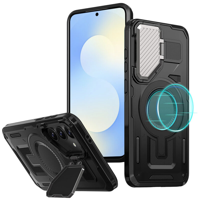 Husa Samsung Galaxy S25 FE protectie camera Techsuit CamVault MagSafe, negru