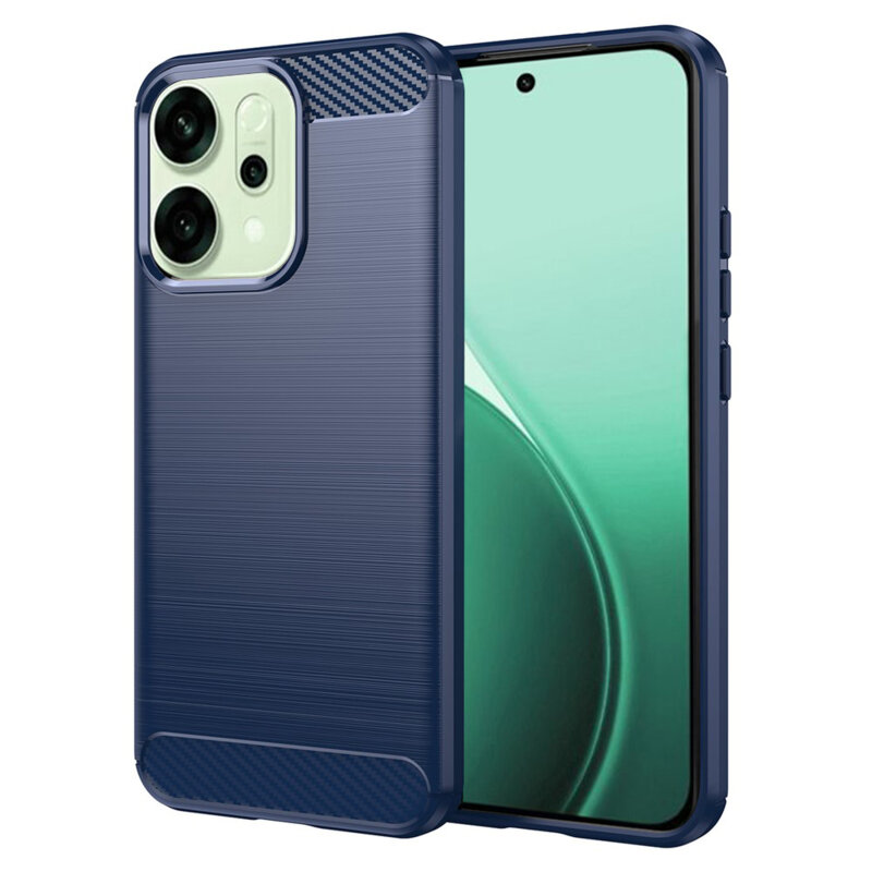 Husa Oppo Reno14 Techsuit Carbon Silicone, albastru