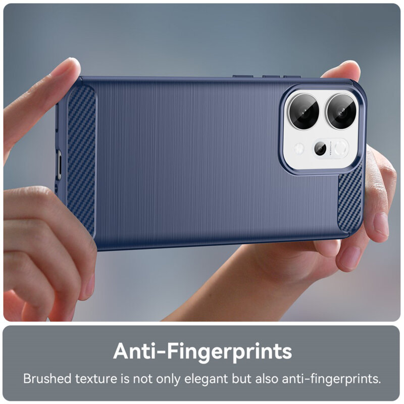 Husa Oppo Reno14 Techsuit Carbon Silicone, albastru