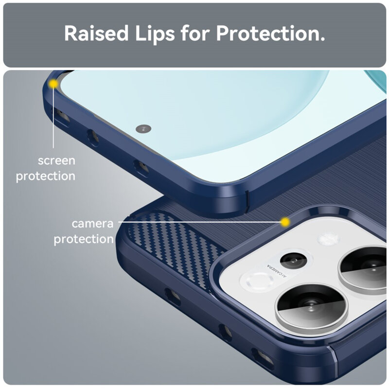 Husa Oppo Reno14 Techsuit Carbon Silicone, albastru