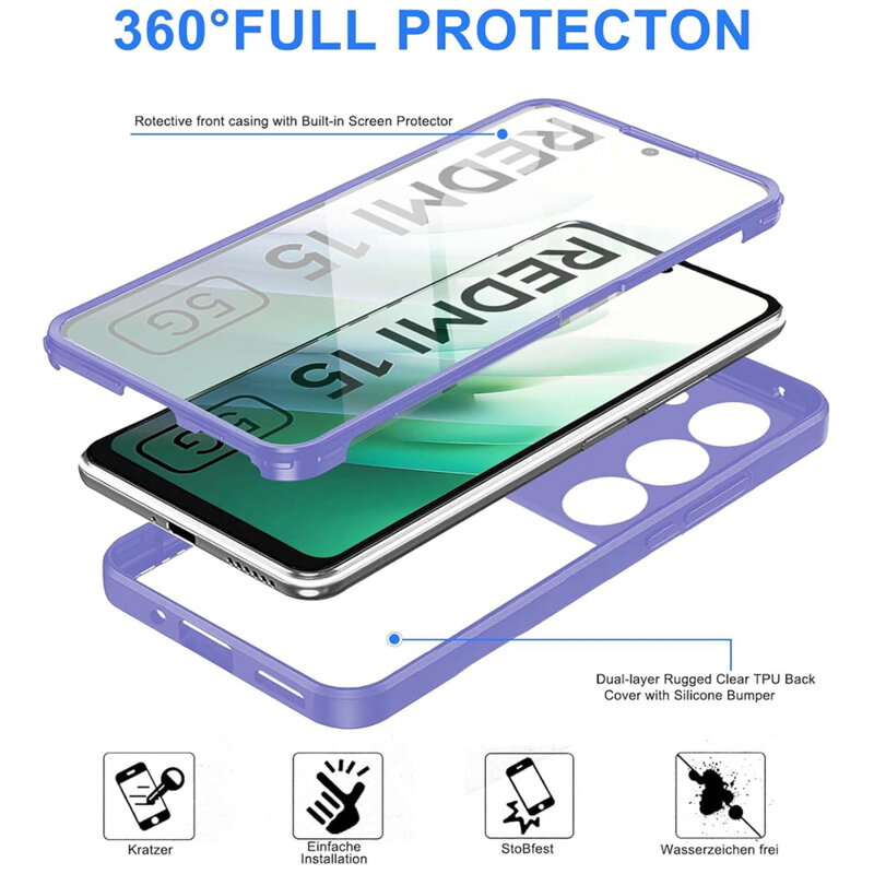 Husa 360° Xiaomi Redmi 15 5G Techsuit ColorVerse, mov