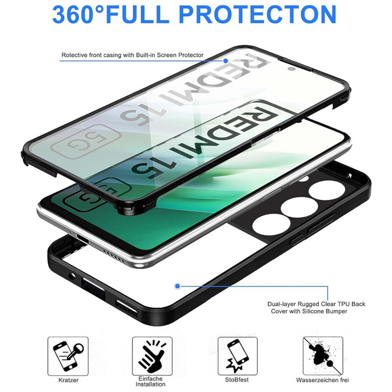 Husa 360° Xiaomi Redmi 15 4G Techsuit ColorVerse, negru