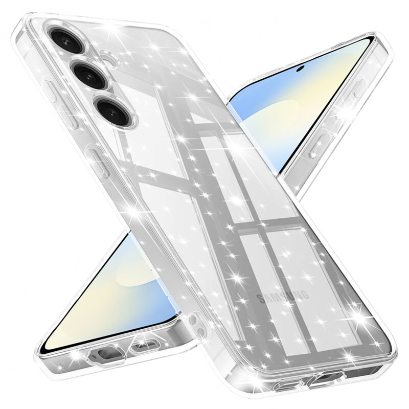 Husa sclipici Samsung Galaxy S25 FE Techsuit SparkleSkin, transparenta